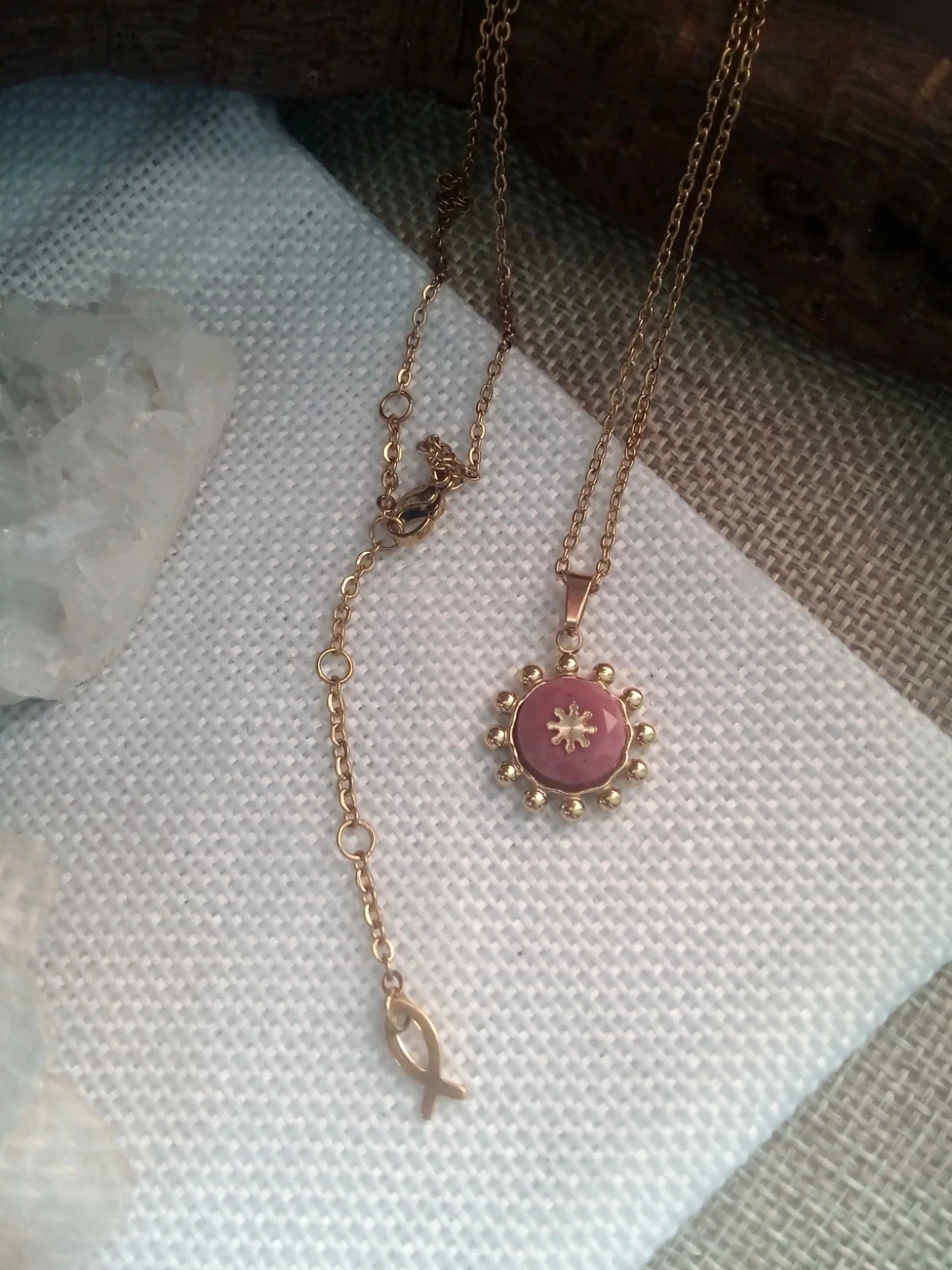 Rhodonite stone necklace – photo 2